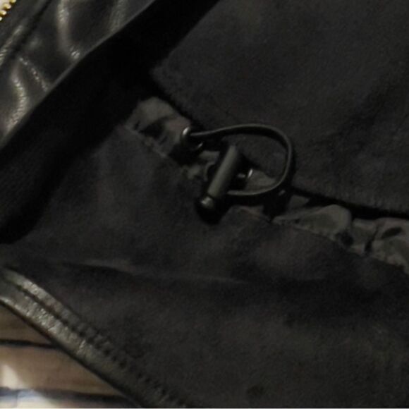 NWT Marc New York Andrew Marc Black Drawstring Faux Leather Jacket Size Small - Picture 9 of 14